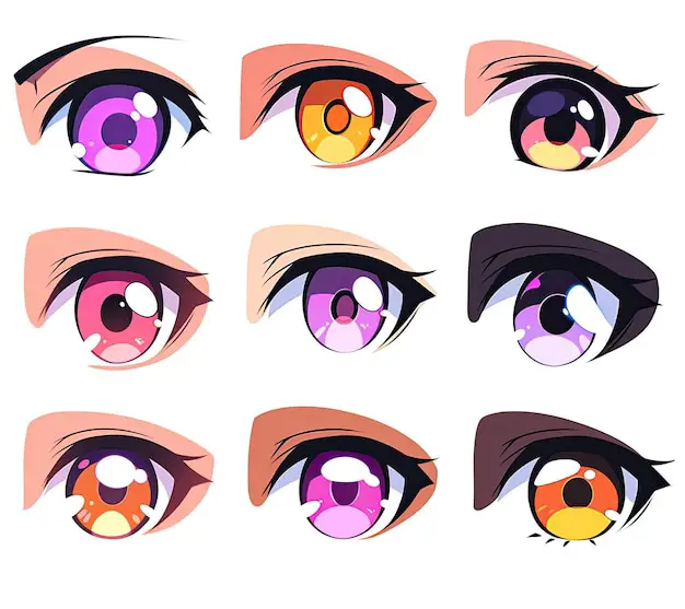Aneka Warna Mata Anime Koleksi gambar mata anime dengan berbagai warna dan gaya
