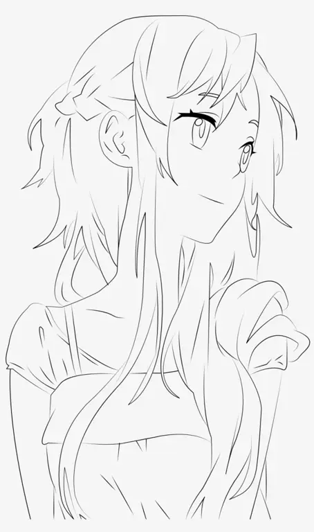 Membersihkan sketsa dan menambahkan detail Line art karakter anime