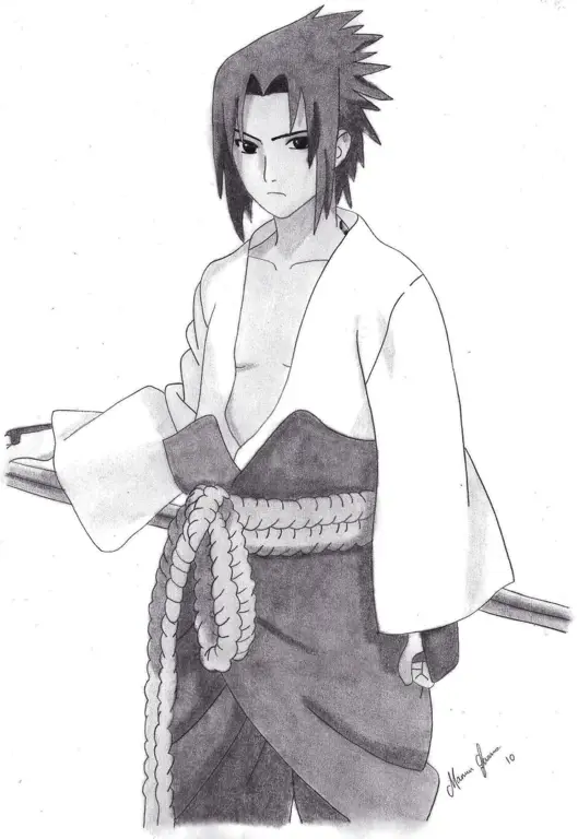 Gambar Detail Sasuke Uchiha Gambar detail Sasuke Uchiha dengan pensil