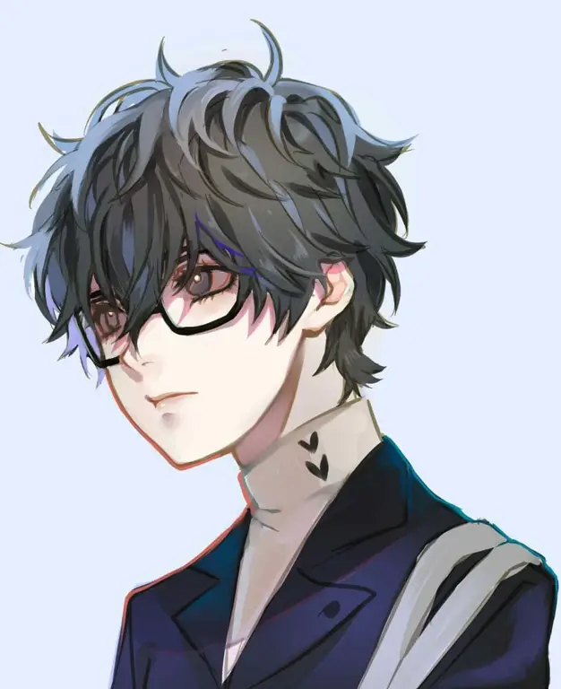 Karakter Anime Keren Gambar anime laki-laki ganteng berkacamata dan rambut berantakan