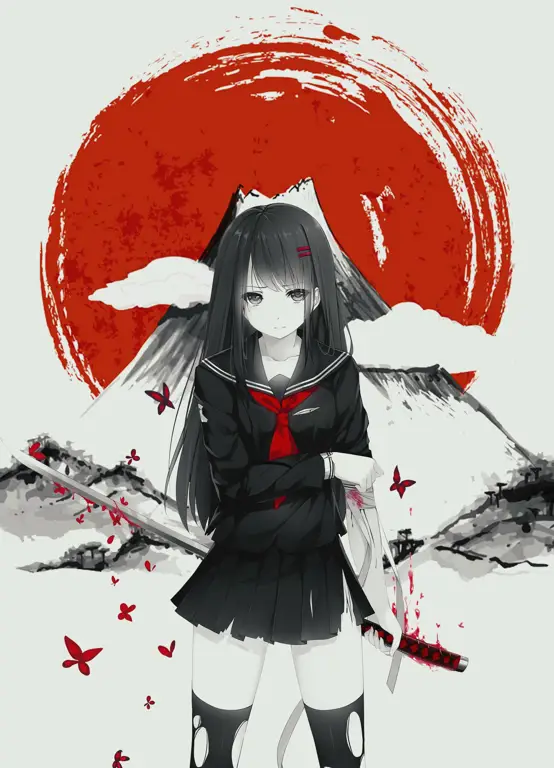 Gambar Anime Gadis Samurai Gambar anime gadis dengan katana