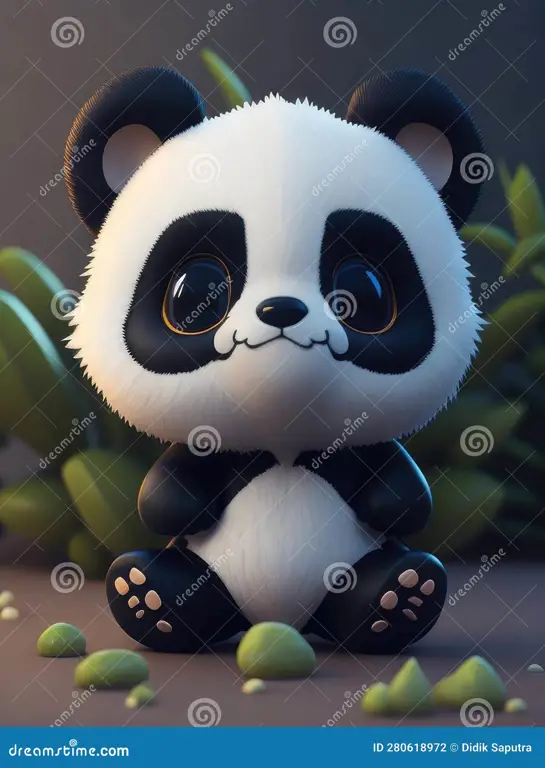 Panda Anime Lucu untuk Desain Poster Gambar panda anime lucu