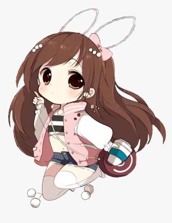 Anime Chibi Imut Gambar gadis anime Jepang imut bergaya chibi