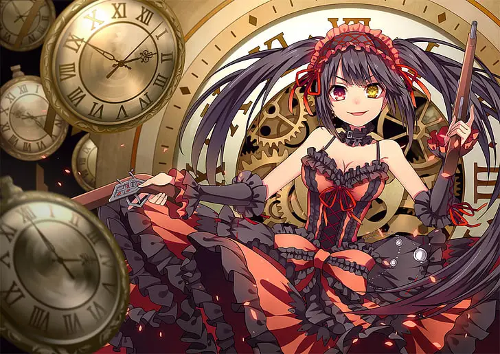 Wallpaper Kurumi Seni Gambar wallpaper Kurumi Tokisaki dengan gaya seni yang unik