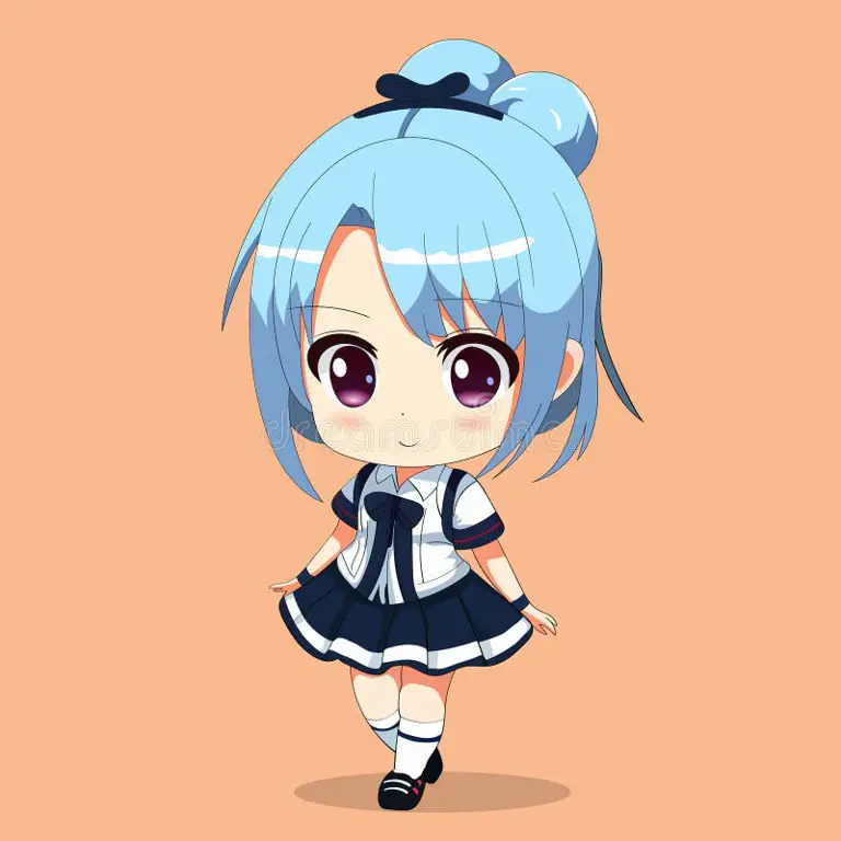 Ilustrasi Anime Gadis Chibi dengan berbagai pose Ilustrasi anime gadis chibi yang menggemaskan