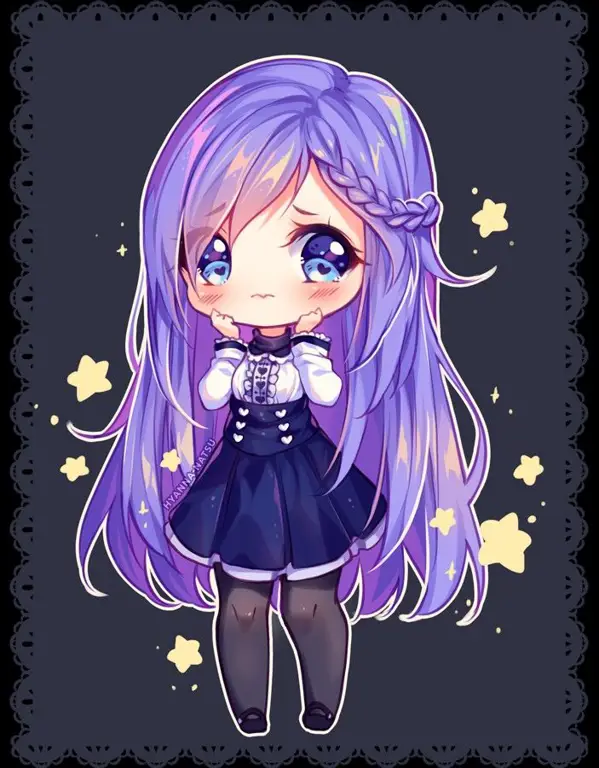 Ilustrasi chibi gadis anime yang menggemaskan Gambar anime gadis imut bergaya chibi