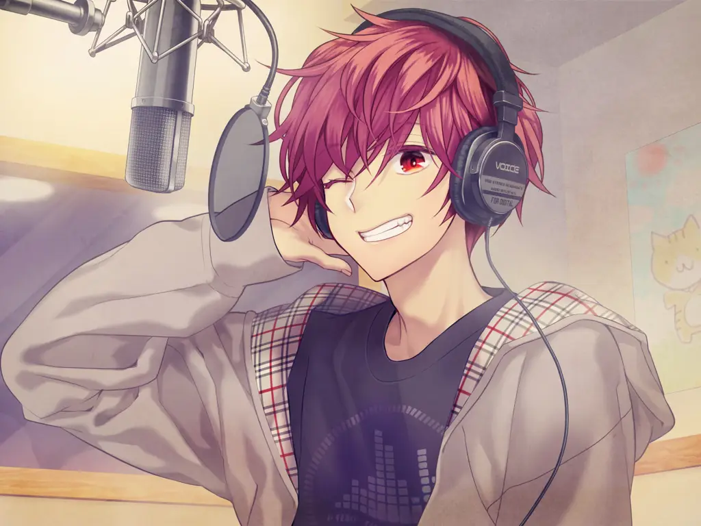 Anime laki-laki keren memakai headphone Gambar anime laki-laki keren dengan headphone
