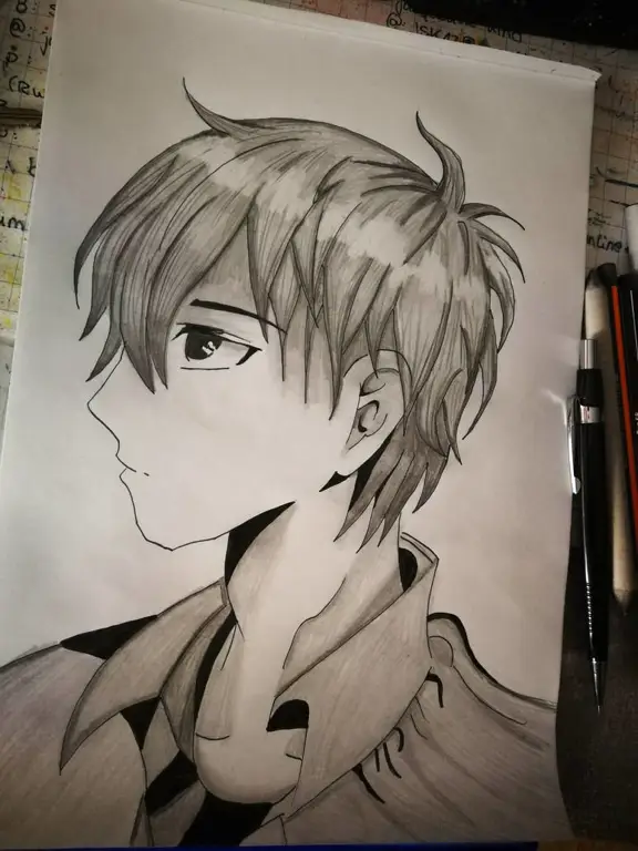 Contoh sketsa anak laki-laki anime lucu Sketsa anak laki-laki anime lucu