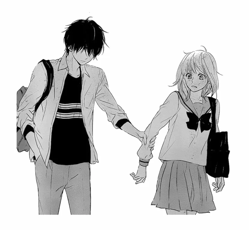 Koleksi Gambar Anime Couple Hitam Putih Gambar anime couple hitam putih terpisah, gambar sketsa